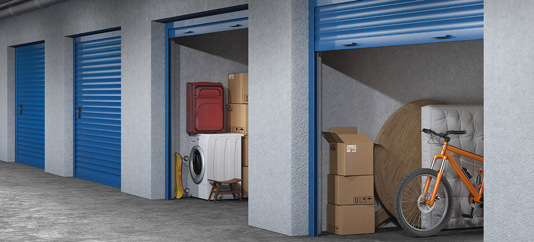 storage units with open doors